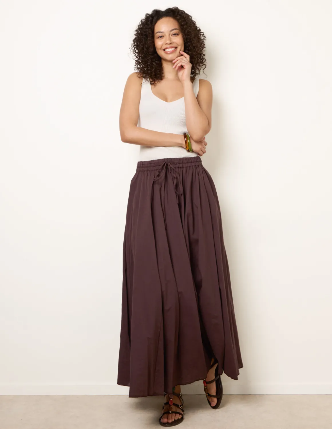 Gathered Panel Maxi Skirt