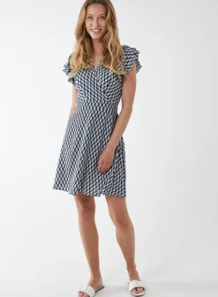 Geo Print Wrap Dress