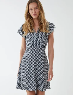 Geo Print Wrap Dress