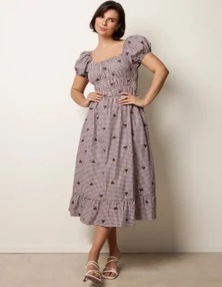 Gingham Milkmaid Midi Dress