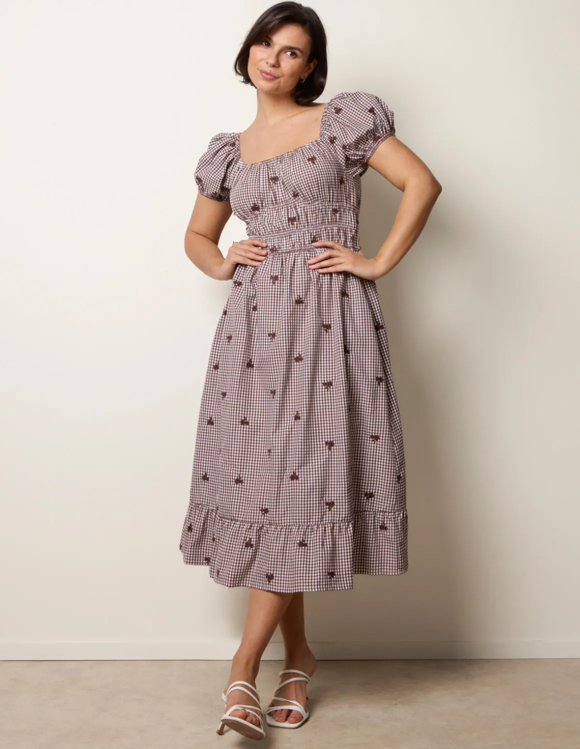 Gingham Milkmaid Midi Dress