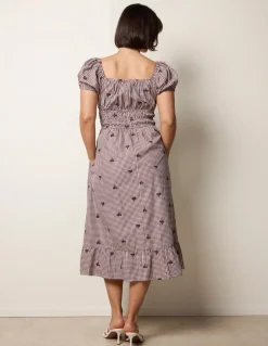 Gingham Milkmaid Midi Dress