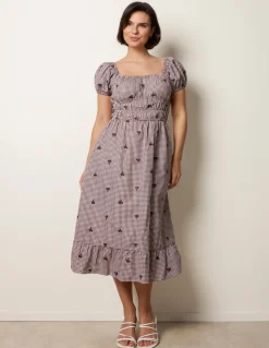 Gingham Milkmaid Midi Dress