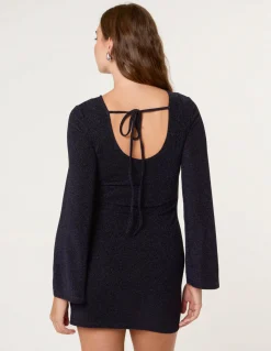 Glitter Mini Dress With Back Tie
