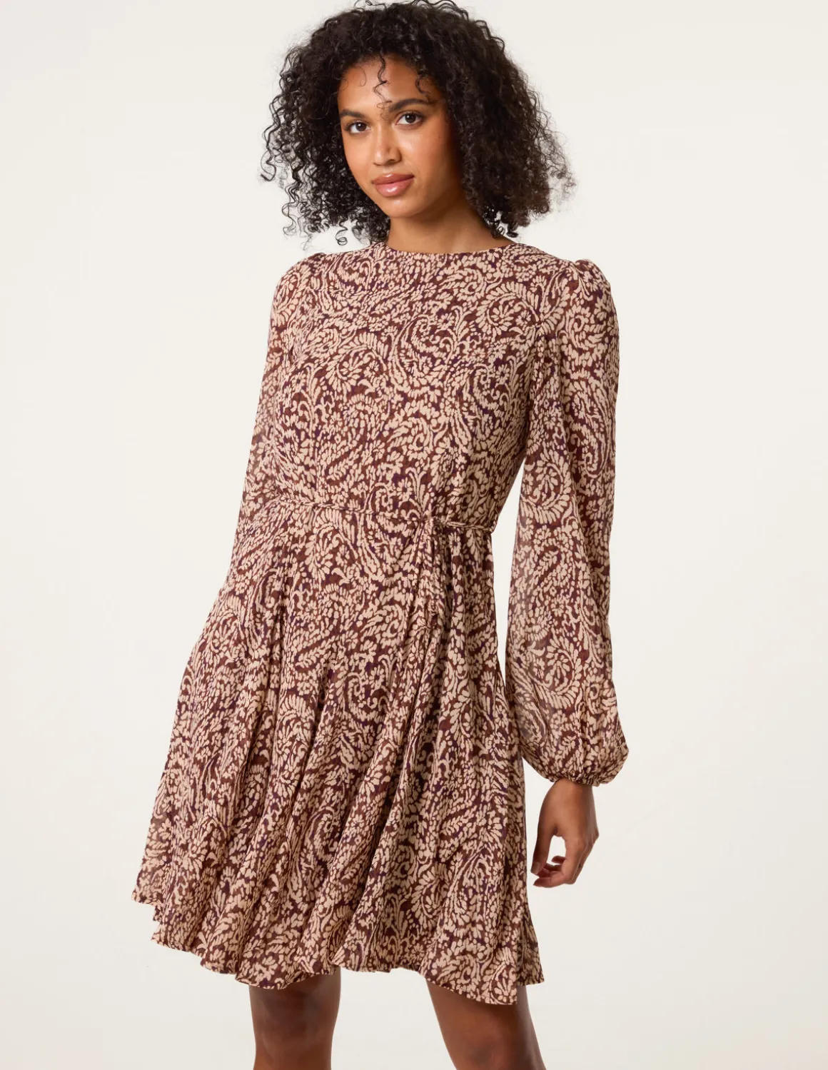 Godet Dress With Self Tie