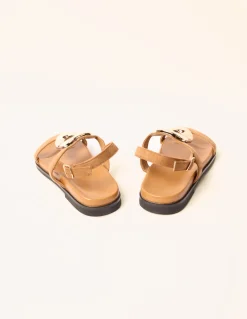 Gold Buckle Flat Sandals