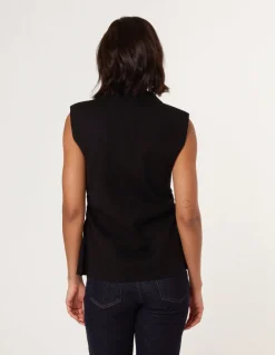 Gold Button Front Tailored Vest