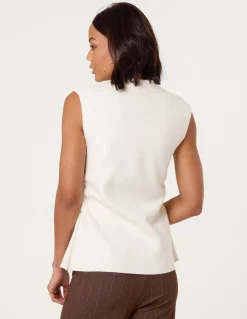 Gold Button Front Tailored Vest
