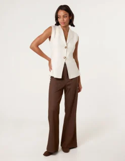 Gold Button Front Tailored Vest