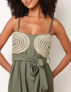 Gold Detailed Embroidered Stitching Jumpsuit