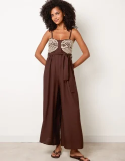 Gold Detailed Embroidered Stitching Jumpsuit