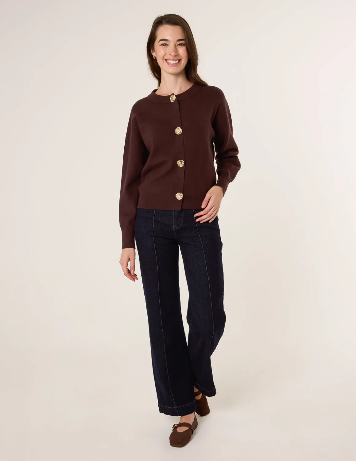 Gold Flower Button Cardigan