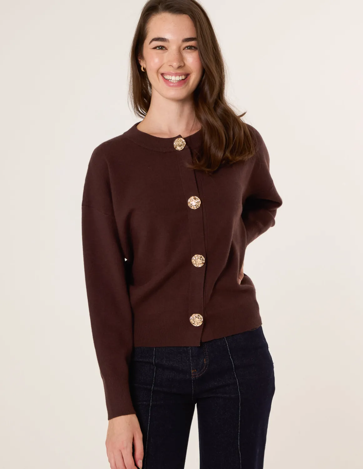 Gold Flower Button Cardigan