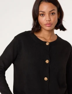 Gold Flower Buttons Cardigan