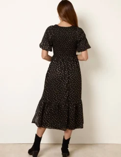 Gold Foil Midi Dress