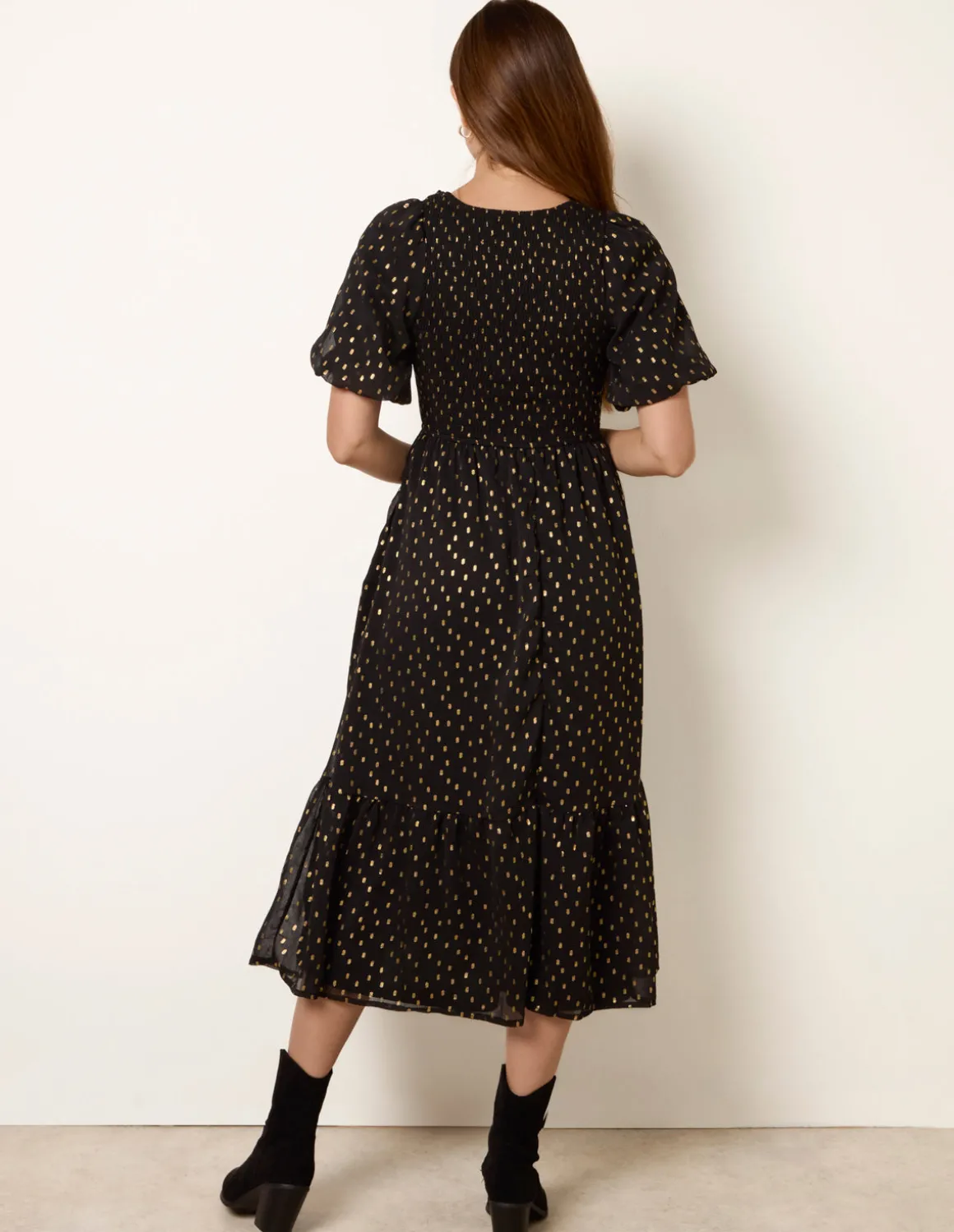 Gold Foil Midi Dress
