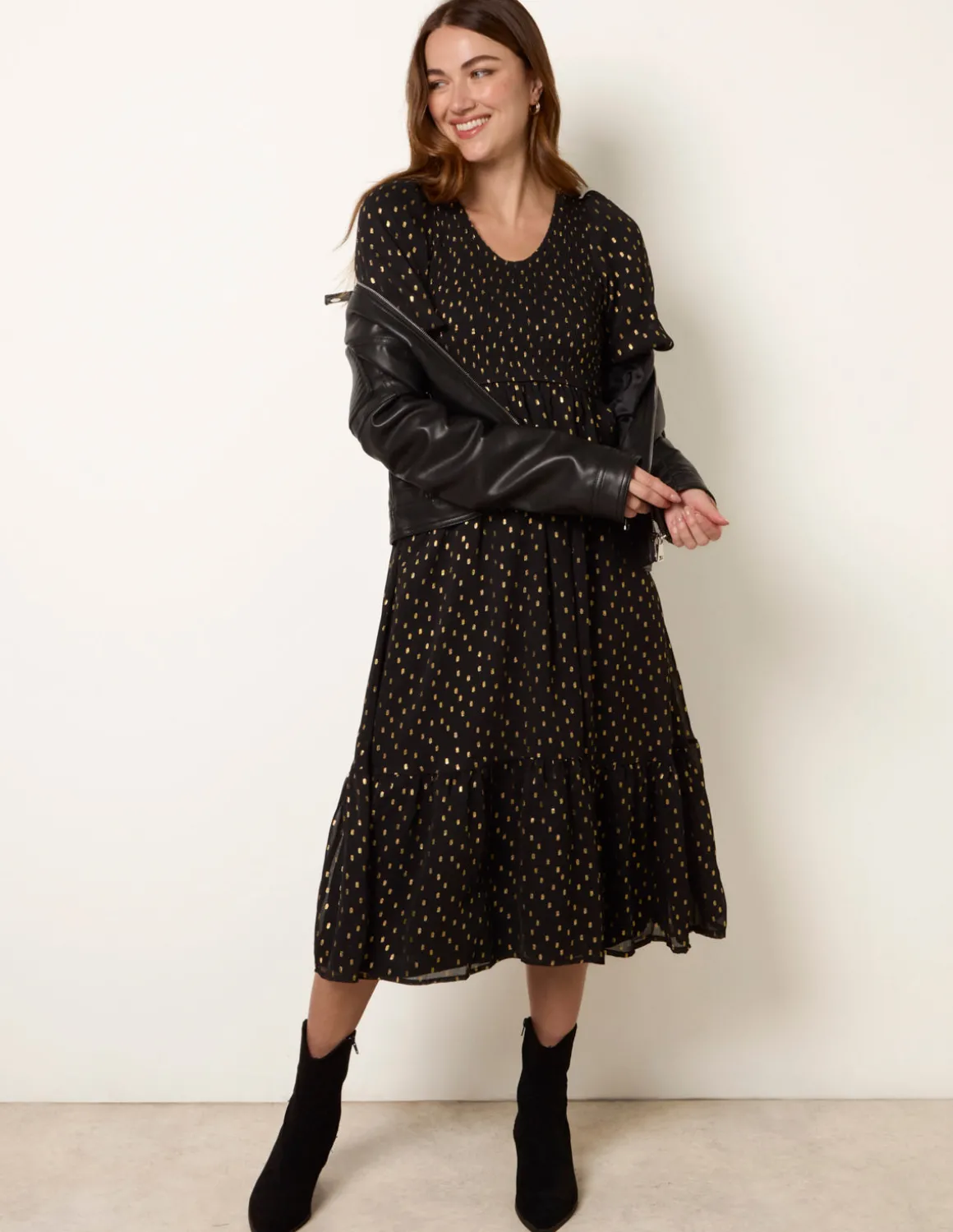 Gold Foil Midi Dress