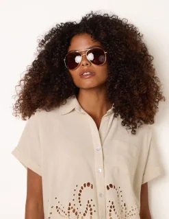 Gold Frame Aviators With Polarised Lense