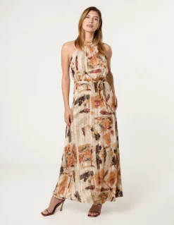 Halter Neck Belted Dress
