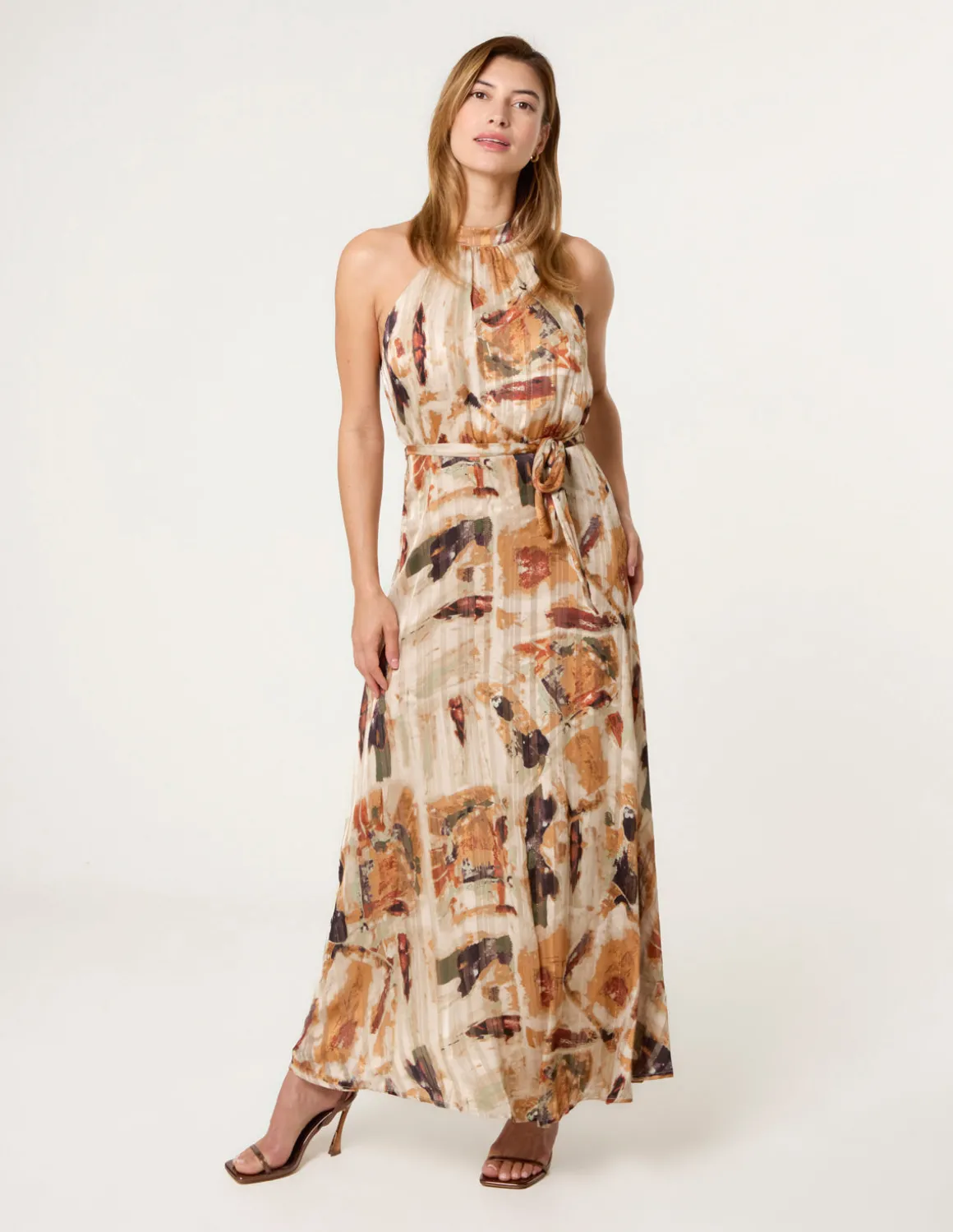Halter Neck Belted Dress