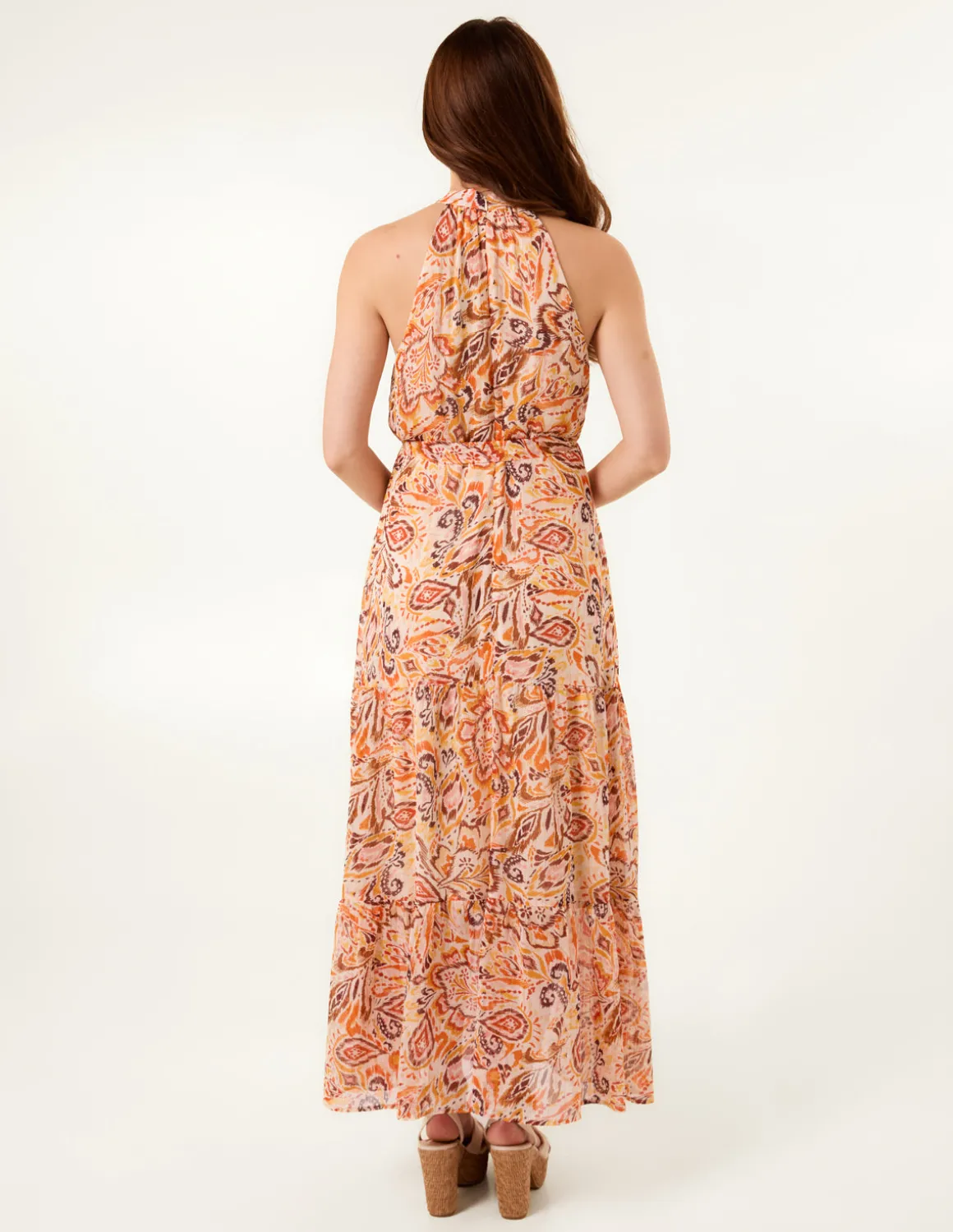 Halter Neck Belted Waist Maxi Dress