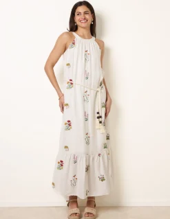 Halter Neck Embroidered Dress
