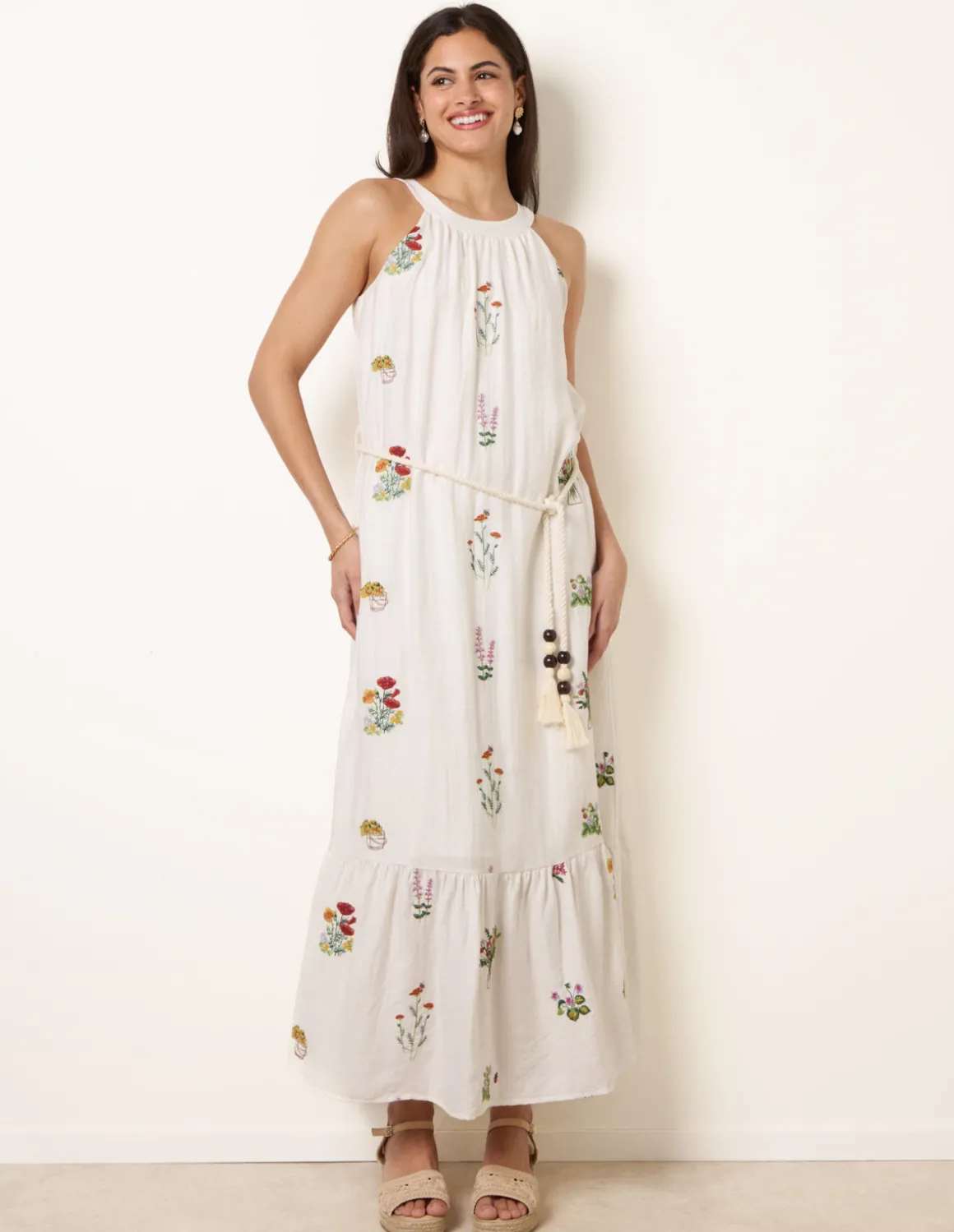 Halter Neck Embroidered Dress