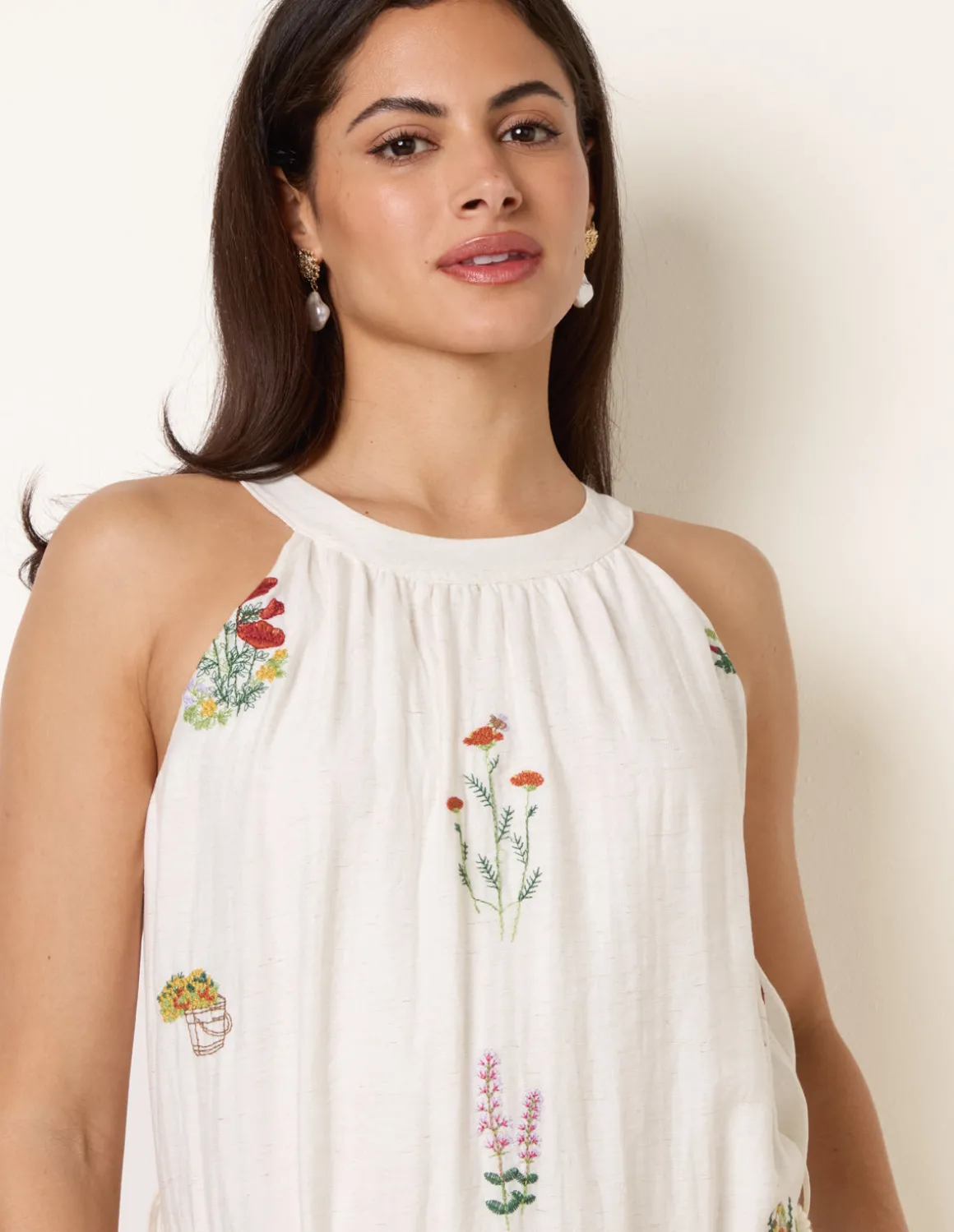 Halter Neck Embroidered Dress