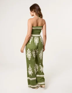 Halter Neck Shirred Waist Jumpsuit