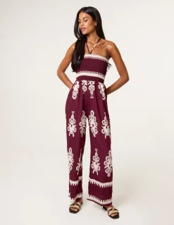 Halter Neck Shirred Waist Jumpsuit