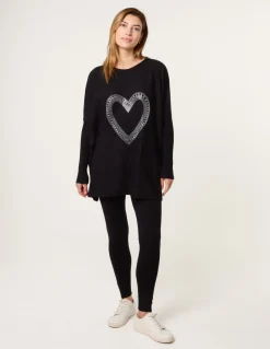 Heart Diamante Oversized Jumper