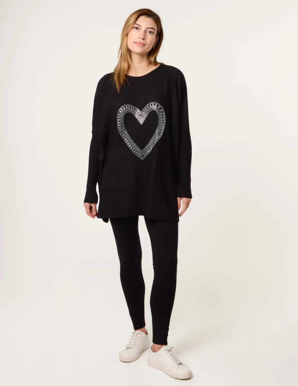 Heart Diamante Oversized Jumper