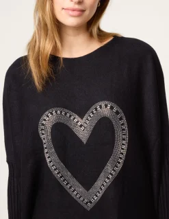 Heart Diamante Oversized Jumper