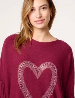 Heart Diamante Oversized Jumper