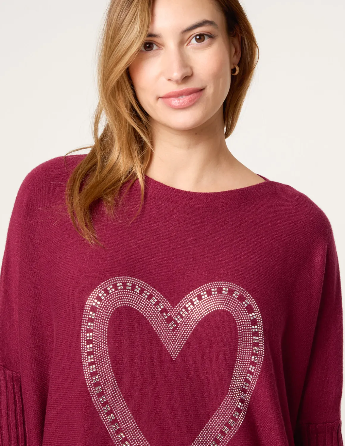 Heart Diamante Oversized Jumper