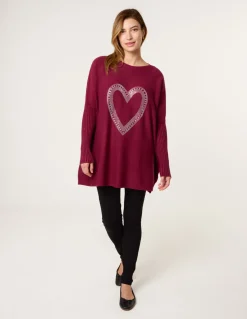 Heart Diamante Oversized Jumper