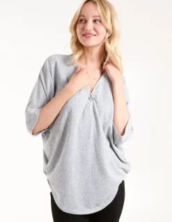 Heart Half Zip Front Top