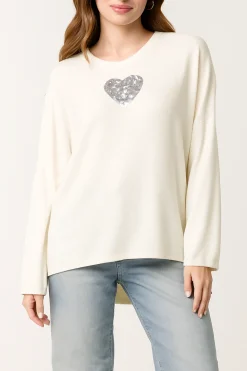 Heart Sequin Cut And Sew Top