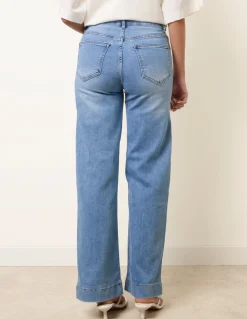 Hem Wide Leg Soft Jeans