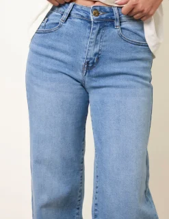 Hem Wide Leg Soft Jeans
