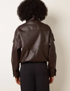 High Collar Faux Leather Jacket