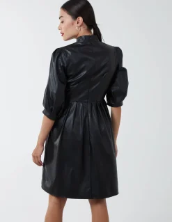 High Neck PU Dress