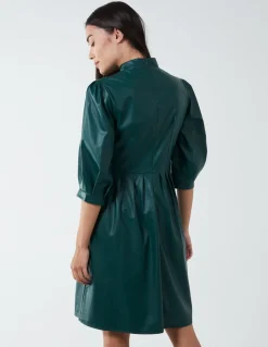 High Neck PU Dress