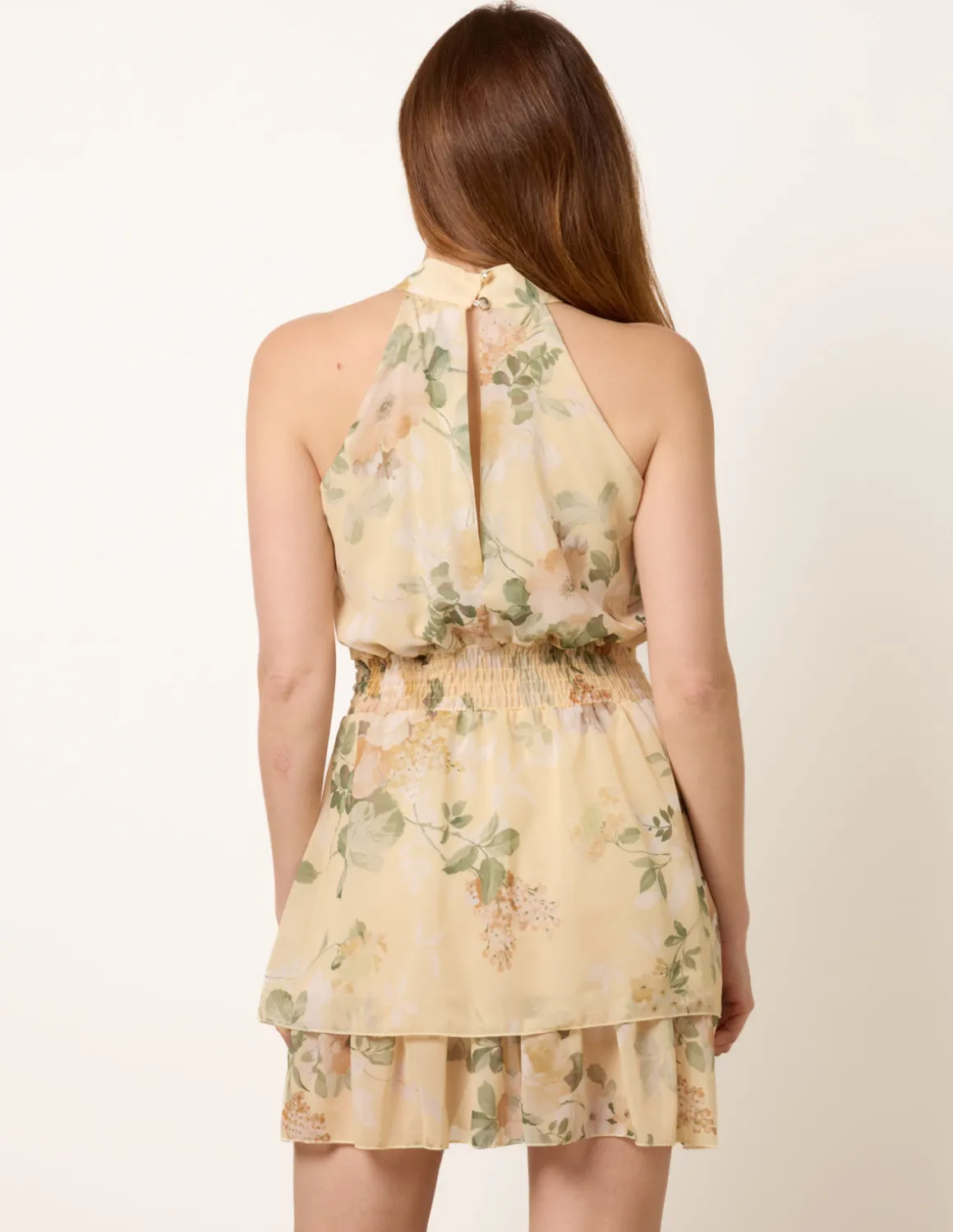 High Neck Tiered Mini Occasion Dress