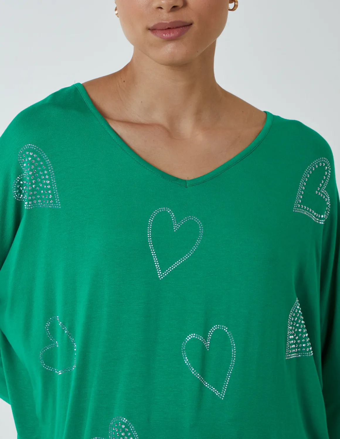 Hotfix Multi Heart Batwing Top