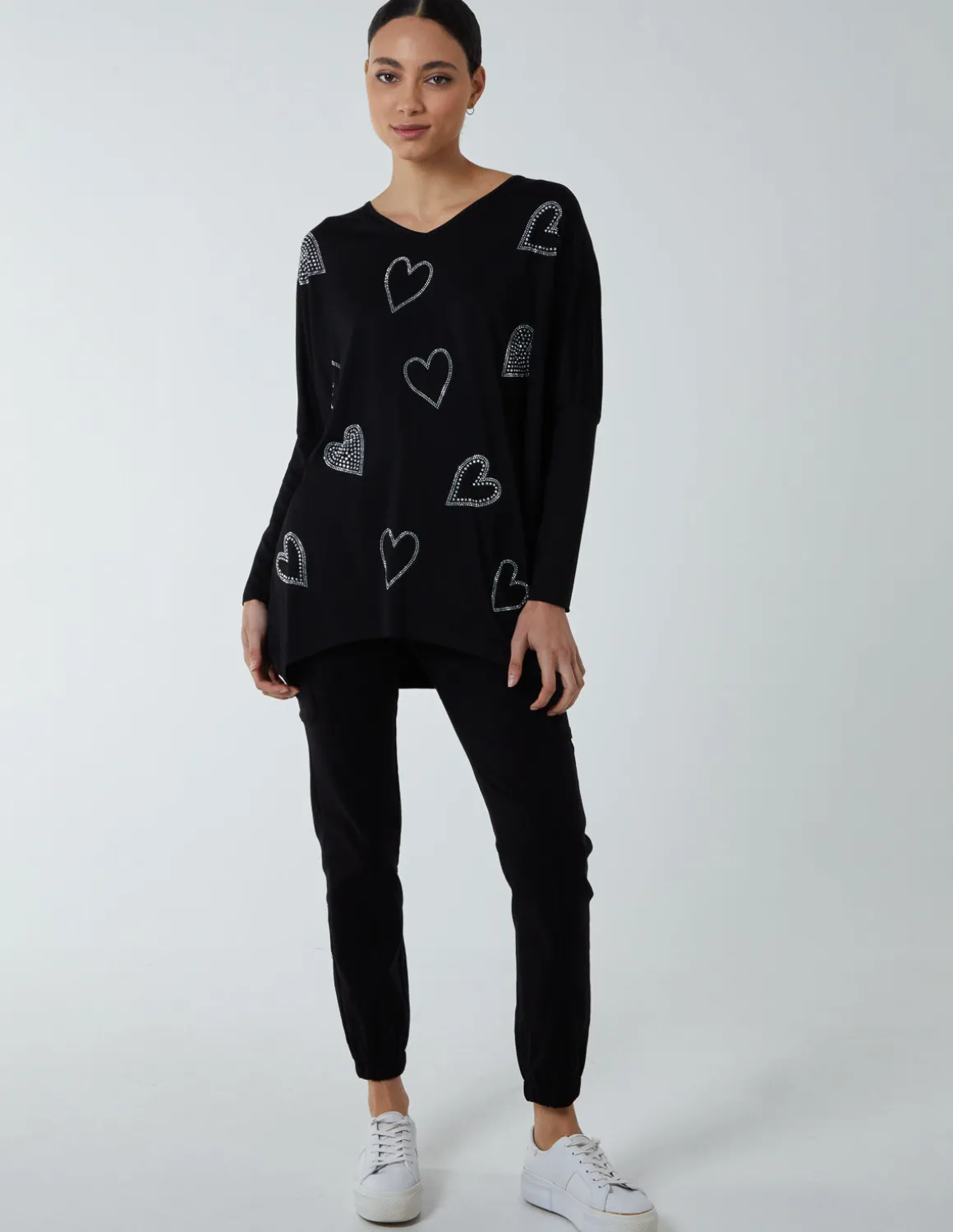 Hotfix Multi Heart Batwing Top