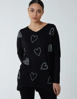Hotfix Multi Heart Batwing Top