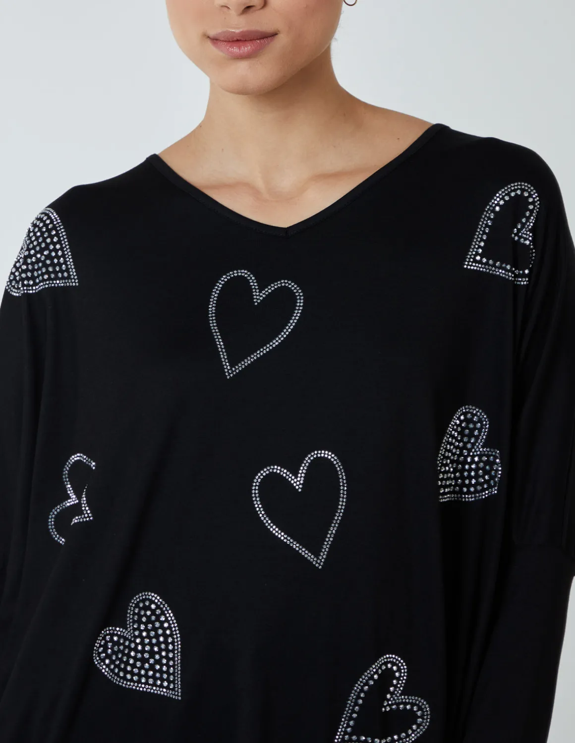 Hotfix Multi Heart Batwing Top