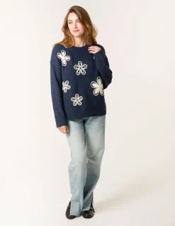 Jumper With Embroidered Flowers