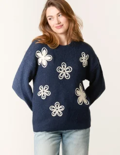 Jumper With Embroidered Flowers